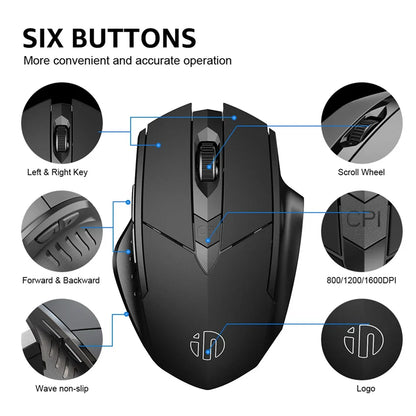 Bluetooth Compatible Mouse Rechargeable 2.4G INPHIC PM6 Wireless Mouse Office Mute Support PC Laptop Tablet Smartphone Universal