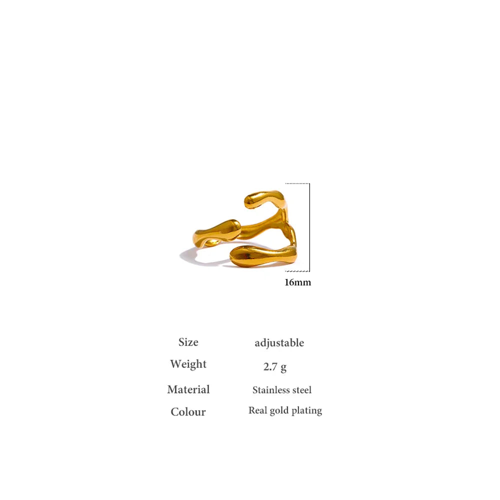 Yhpup 316L Stainless Steel Ring New Design Metalic 18 K PVD Plated Jewelry Trendy Opening Ring бижутерия для женщин Gift