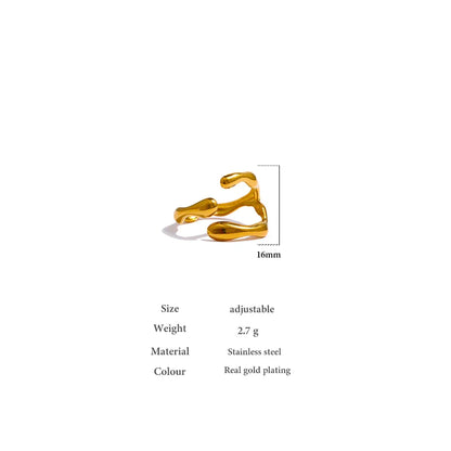 Yhpup 316L Stainless Steel Ring New Design Metalic 18 K PVD Plated Jewelry Trendy Opening Ring бижутерия для женщин Gift