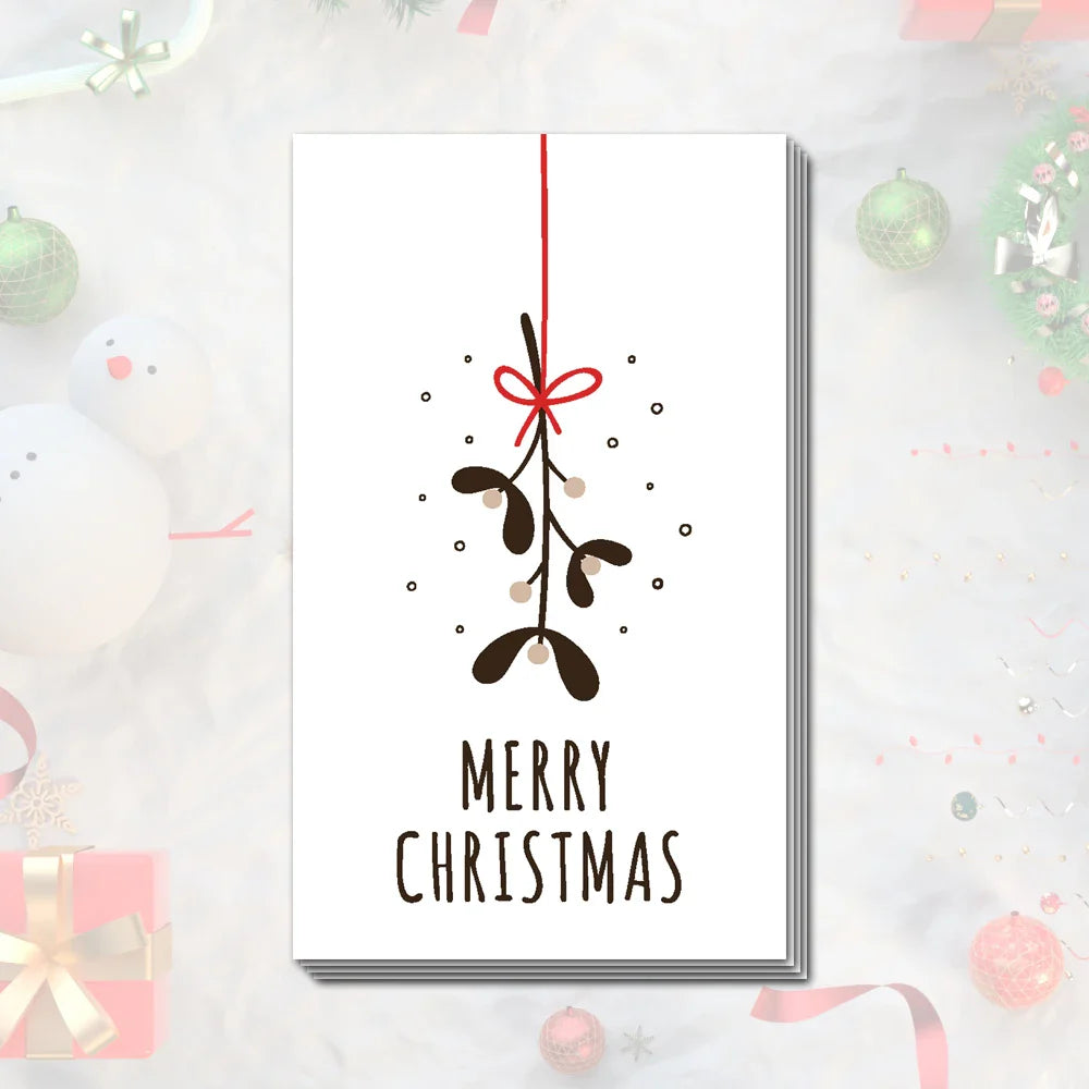 30Pcs Merry Christmas Gift Cards Greeting Card Christmas Tree Stickers Cute Design For 2022 New Year Gift decoration card