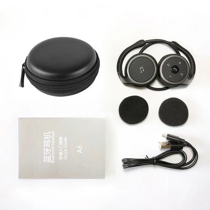 A6 Small Bluetooth Headphones Wrap Around Head Comfortable Wireless Headphones Foldable Bluetooth Headsets with Microphone Purse