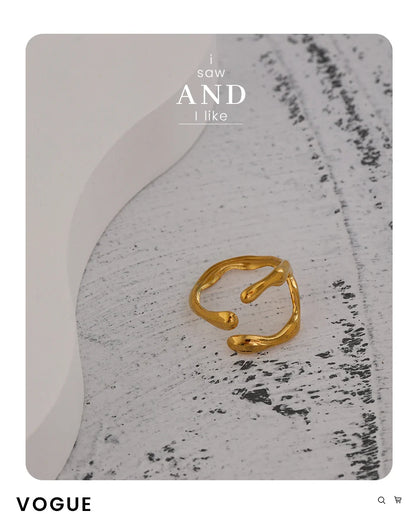 Yhpup 316L Stainless Steel Ring New Design Metalic 18 K PVD Plated Jewelry Trendy Opening Ring бижутерия для женщин Gift