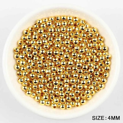 JHNBY Gold Plated Metal beads 2/3/4/5/6/8MM Round Iron Spacer Loose Beads For Jewelry Bracelets Necklace Making DIY Accessories