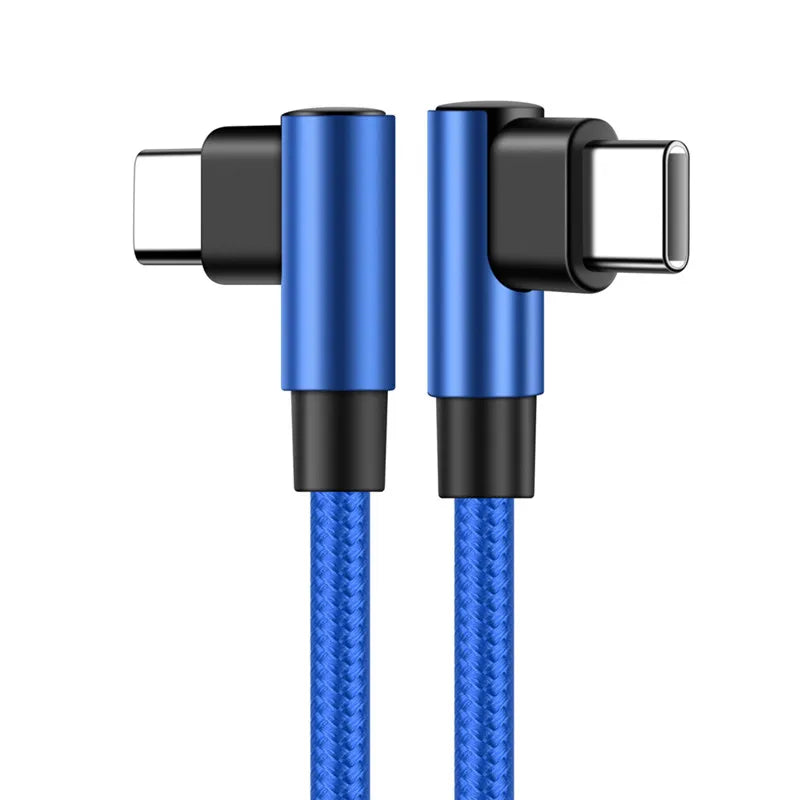 90 Degree Elbow Type-c Cables 20V 3A 60W PD Fast Charging Type C To Type C Male to Male USB Type-C Devices 0.2m  1m 2m 3m