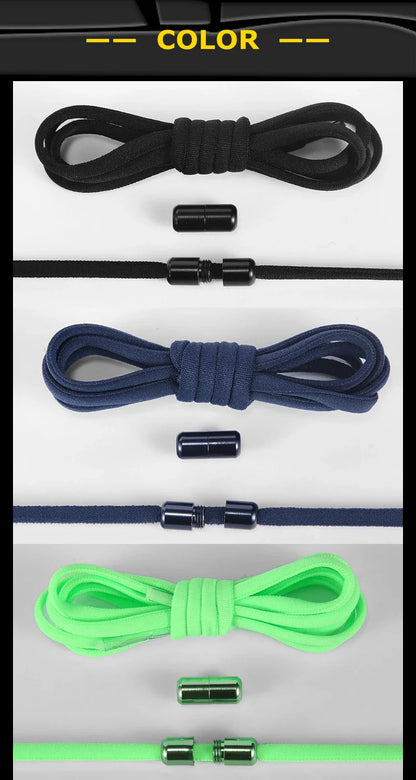 21 Colors No Tie Shoelaces Round Color Metal Lock Elastic Shoelace General For Children And Adults Sneakers Lazy Laces Unisex