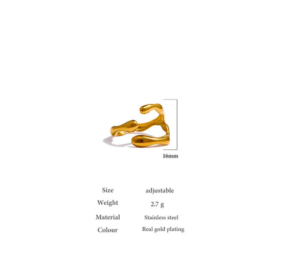 Yhpup 316L Stainless Steel Ring New Design Metalic 18 K PVD Plated Jewelry Trendy Opening Ring бижутерия для женщин Gift