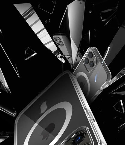 Hard Crystal Original Magnectic Case For iPhone 13 12 11 14 15 16Pro Max XSMAX XR SE 7 8Plus For Magsafe Wireless Charging Cover