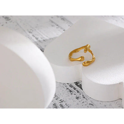 Yhpup 316L Stainless Steel Ring New Design Metalic 18 K PVD Plated Jewelry Trendy Opening Ring бижутерия для женщин Gift