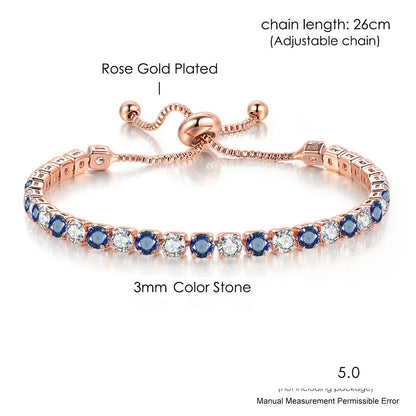 Adjustable Multicolor Tennis Bracelets for Women Ladies Wedding Rainbow Colorful Zircon Charm Bracelet Hand Chain Jewelry DZH043