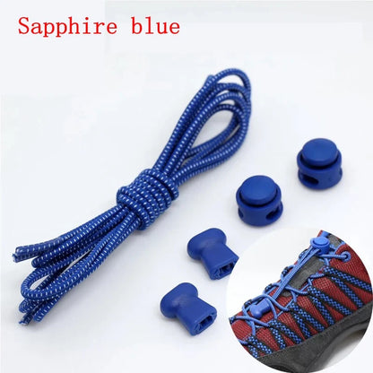 1 Pair 22 Colors Elastic Shoelaces Round Locking No Tie Shoe Laces Kids Adult Quick Lazy Laces Rubber Sneakers Shoelace T1