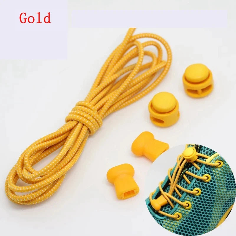 1 Pair 22 Colors Elastic Shoelaces Round Locking No Tie Shoe Laces Kids Adult Quick Lazy Laces Rubber Sneakers Shoelace T1