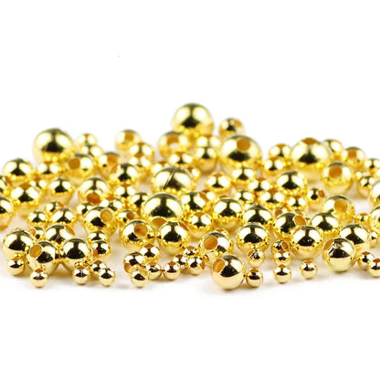 JHNBY Gold Plated Metal beads 2/3/4/5/6/8MM Round Iron Spacer Loose Beads For Jewelry Bracelets Necklace Making DIY Accessories