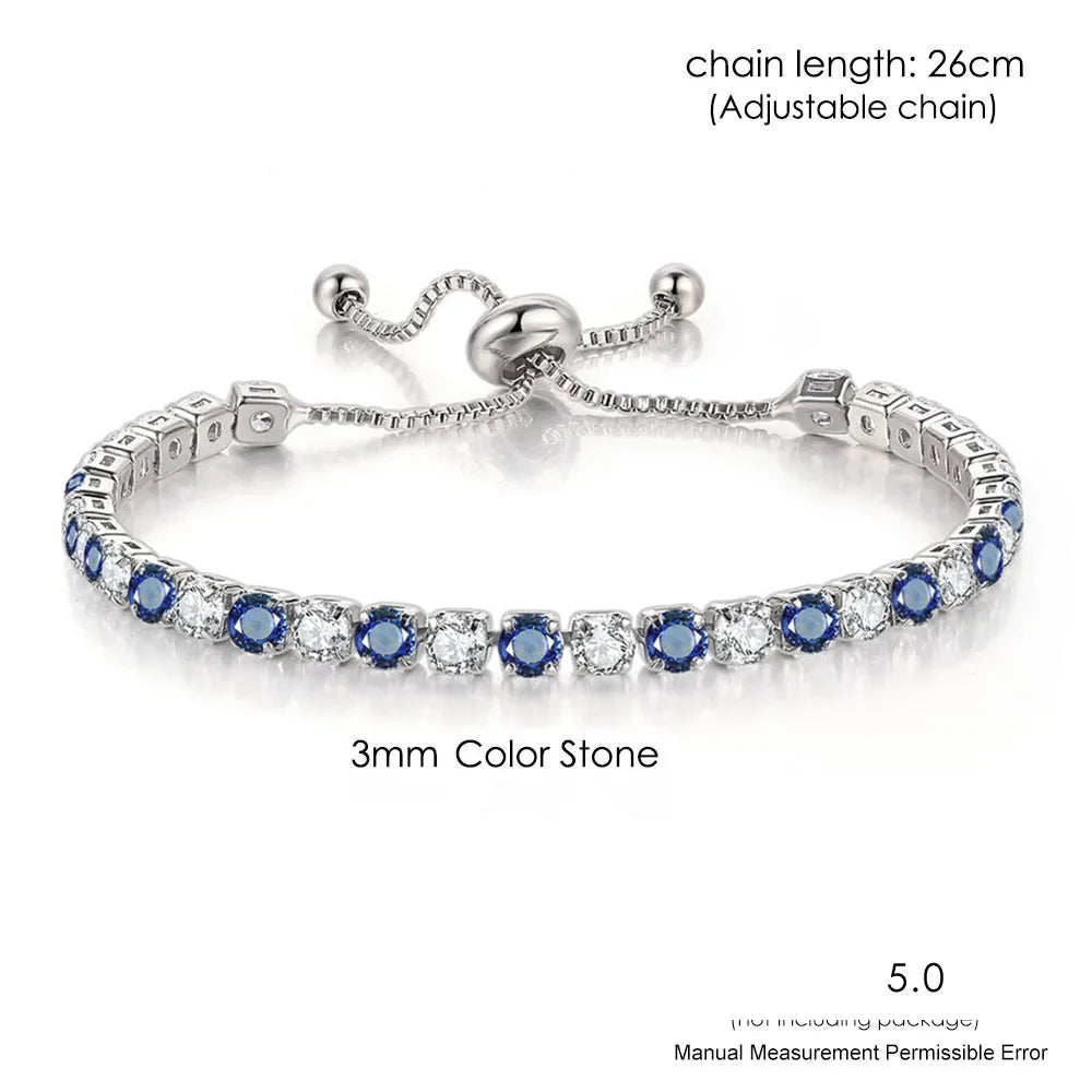 Adjustable Multicolor Tennis Bracelets for Women Ladies Wedding Rainbow Colorful Zircon Charm Bracelet Hand Chain Jewelry DZH043