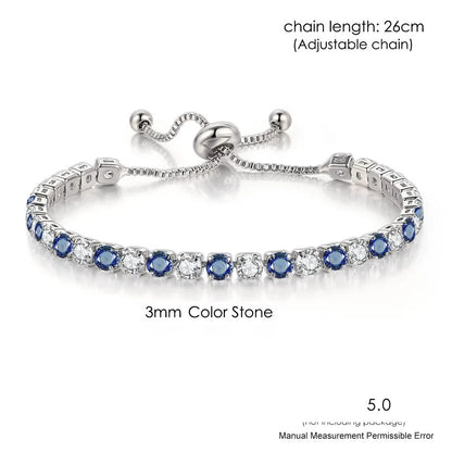 Adjustable Multicolor Tennis Bracelets for Women Ladies Wedding Rainbow Colorful Zircon Charm Bracelet Hand Chain Jewelry DZH043