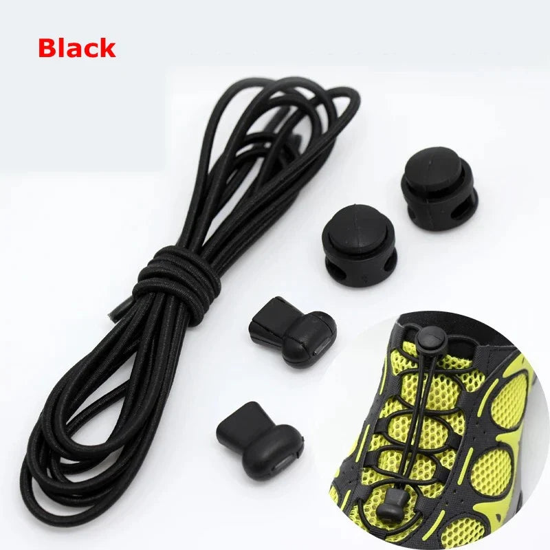 1 Pair 22 Colors Elastic Shoelaces Round Locking No Tie Shoe Laces Kids Adult Quick Lazy Laces Rubber Sneakers Shoelace T1