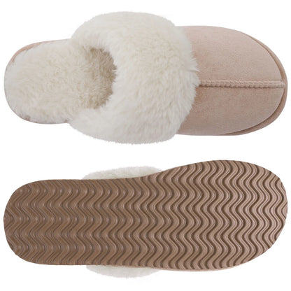 Comwarm Fluffy Winter Slippers For Women Furry Fuzzy Home Shoes Faux Fur House Plush Slippers Indoor Warm Comfy Mute Flats Slide