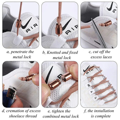 21 Colors No Tie Shoelaces Round Color Metal Lock Elastic Shoelace General For Children And Adults Sneakers Lazy Laces Unisex