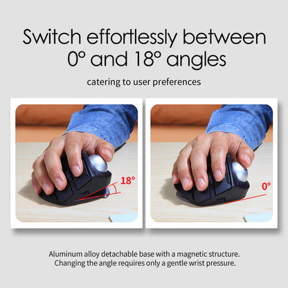 Wireless Bluetooth Trackball Mouse 2.4G RGB Ergonomic Rechargeable Rollerball Mice 3 Device Connection Thumb Control for PC iPad