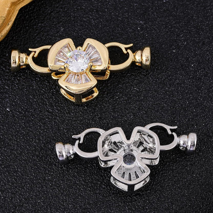 Juya Handmade 18K Gold Silver Plated Fastener Bail Connector Clasps Accessories For Needlework Pearls Beads Jewelry Making