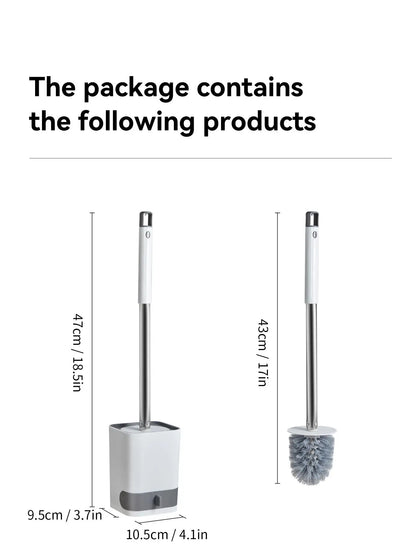 Punch-Free Wall Mounted Toilet Brush with Drainable Base Long Handle Plastic Toilet Cleaning Brush Bathroom Accessories