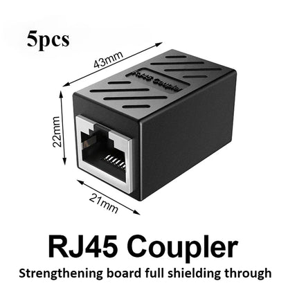 New RJ45 Connector Cat7/6 Ethernet Adapter Gigabit Interface Network Extender Convertor For Extension Cable Female to Female