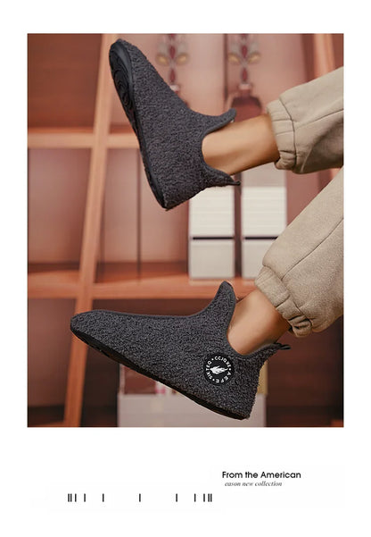 Winter Slippers Men Couples Slippers Non-slip Warm Women and Men Slipper Indoor Soft Shoes Comfortable Flat Home Cotton Shoe