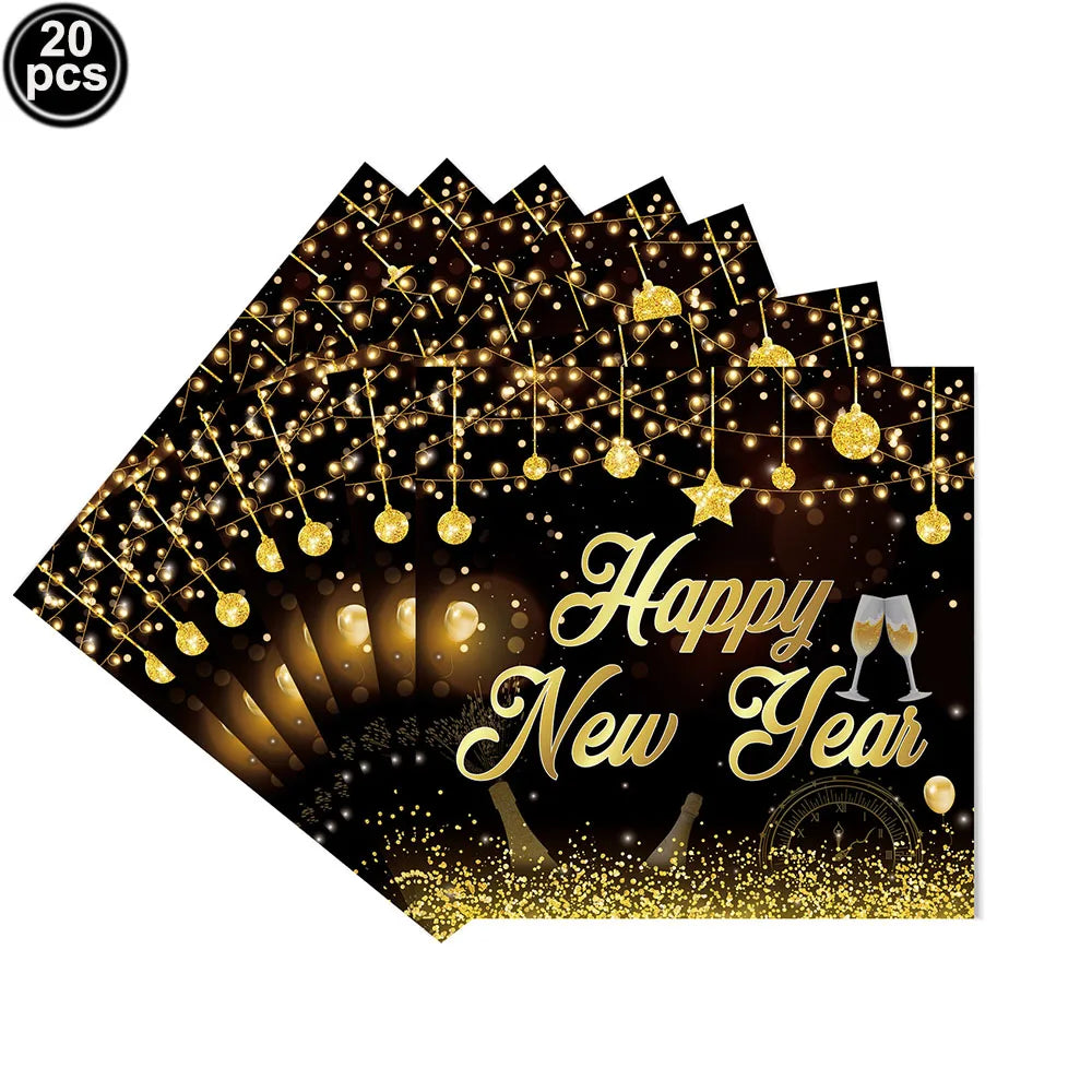 Happy New Year 2025 Balloons Gold Number 2025 Foil Balloons Happy New Year Letters Balloon Banner Gold New Years Eve Party Decor