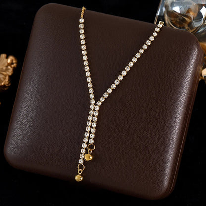 GANEMLY 316L Stainless Steel Water Drop Pendant Necklace For Women Trendy Drawstring Neck Chain 18K Gold Plated Jewelry Gift