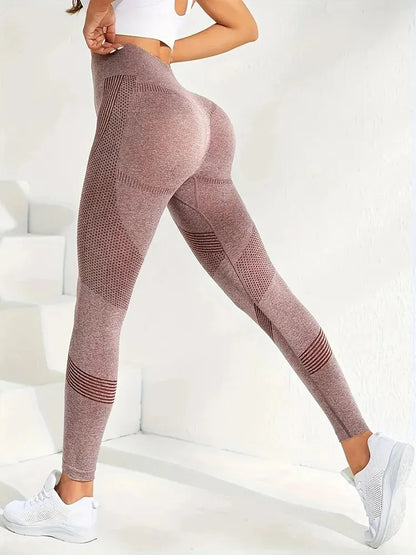 Women's 2-Piece Hip Lift Yoga Leggings Exercise High-Waisted Tummy Tuck Breathable Hp Lift Pants