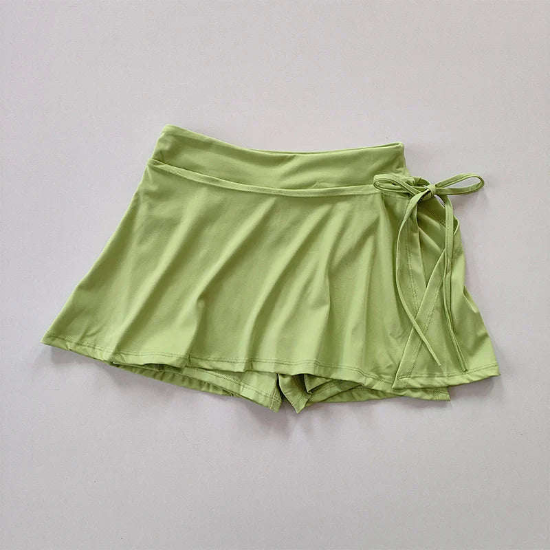 Sports Yoga Skirt Badminton Tennis Skirt Pants Half-Body Quick Drying Pocket Skirt Side Split Strap Skirt Pants for Outwear