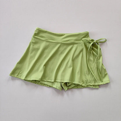 Sports Yoga Skirt Badminton Tennis Skirt Pants Half-Body Quick Drying Pocket Skirt Side Split Strap Skirt Pants for Outwear