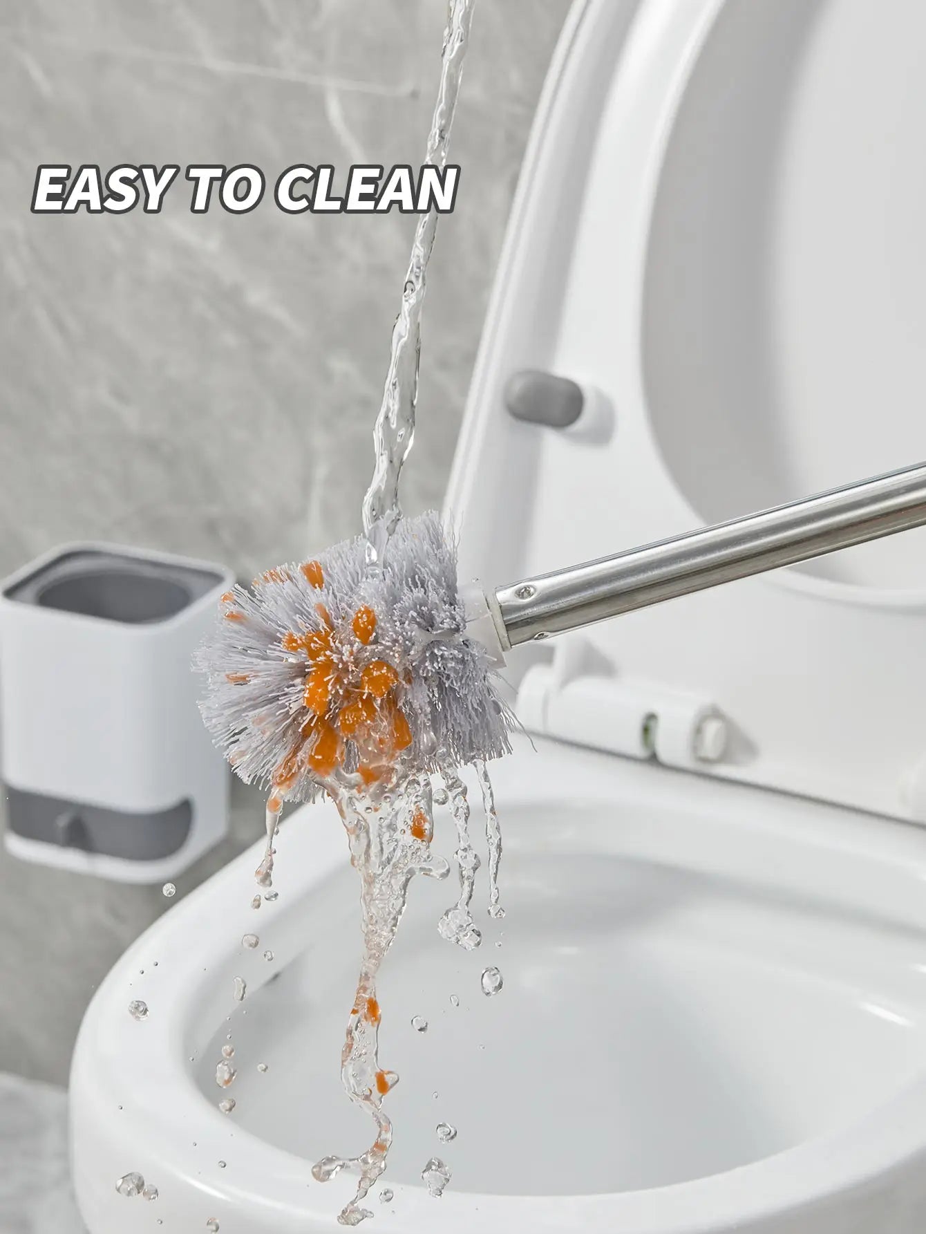 Punch-Free Wall Mounted Toilet Brush with Drainable Base Long Handle Plastic Toilet Cleaning Brush Bathroom Accessories