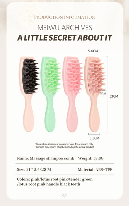 Silicone Shampoo Brush Scalp Massage Brush Head Washing Comb Long Handle Hair Massager Bath Brush Body Scrubber Hair Accessories