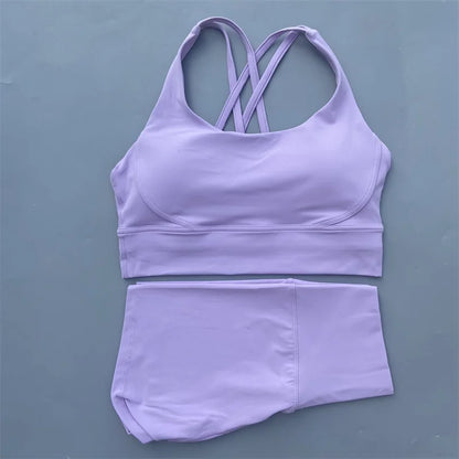 Solid Color gym bike Yoga Set short Legging +cross sport bra Tracksuit  Athletic Women Gym Suit Comprehensive Training Jogging