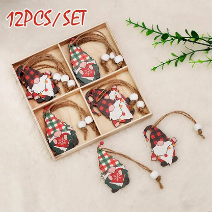 Christmas Gnomes Wooden Pendants Merry Christmas Decorations For Home 2024 Xmas Tree Christmas Ornaments Navidad New Year Gift