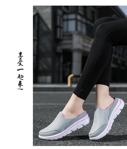 2024 Summer new breathable mesh shoes outdoor non-slip walking shoes comfortable sandals men half slippers casual loafers 35-48