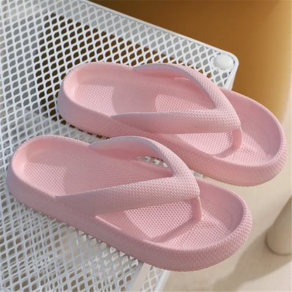 Rimocy Soft Sole EVA Women's Flip Flops 2023 Summer Beach Non-slip Cloud Slippers Women Thick Platform Clip Toe Bathroom Slides
