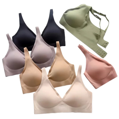 Sexy Seamless Bras For Women Wire Free Push Up Brassiere V Neck Bralette Women's Glossy Soft Underwear Female Lingerie Intimates