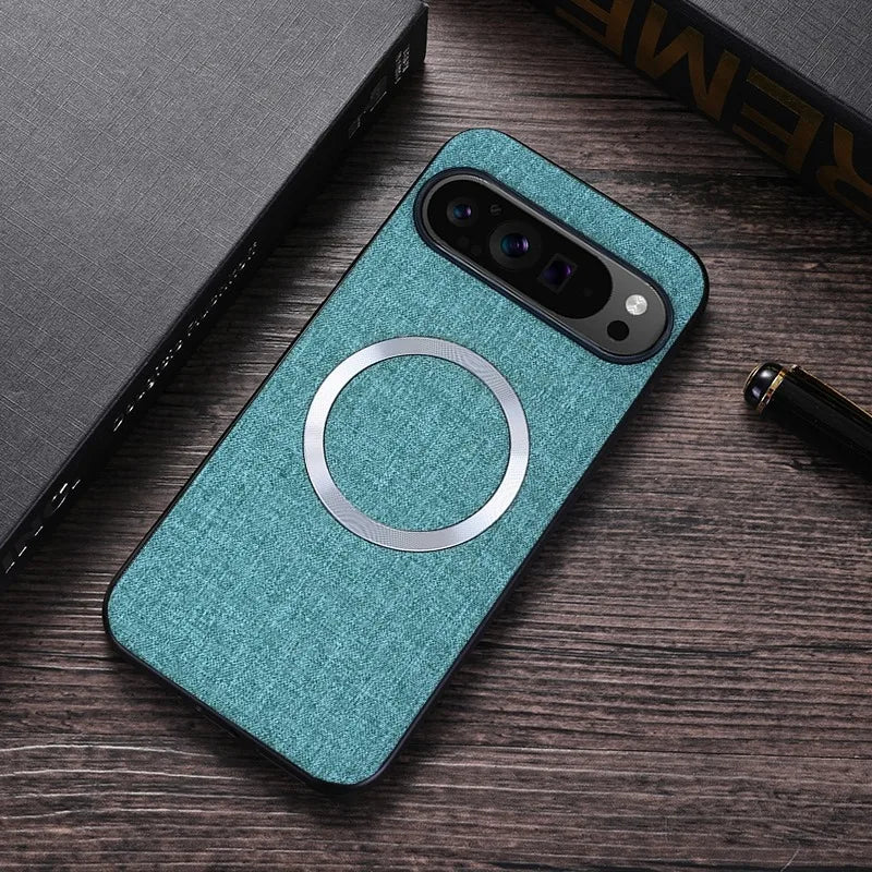 for Magsafe Fabric Cloth Case for Google Pixel 9 8 7 6 Pro XL 7A 8A 6A Magnetic Wireless Charging Slim Cover for Pixel 9Pro 8Pro