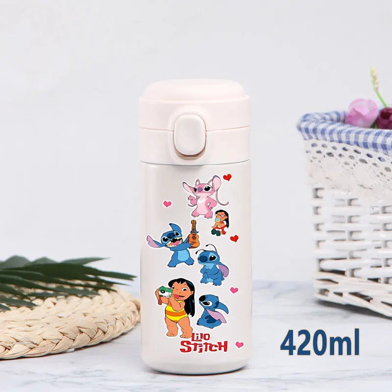 Disney Stitch 420ml Thermal Cup Sports Water Bottle Kids Portable Large Capacity Outdoor Vacuum Cup Stainless Steel Bottle