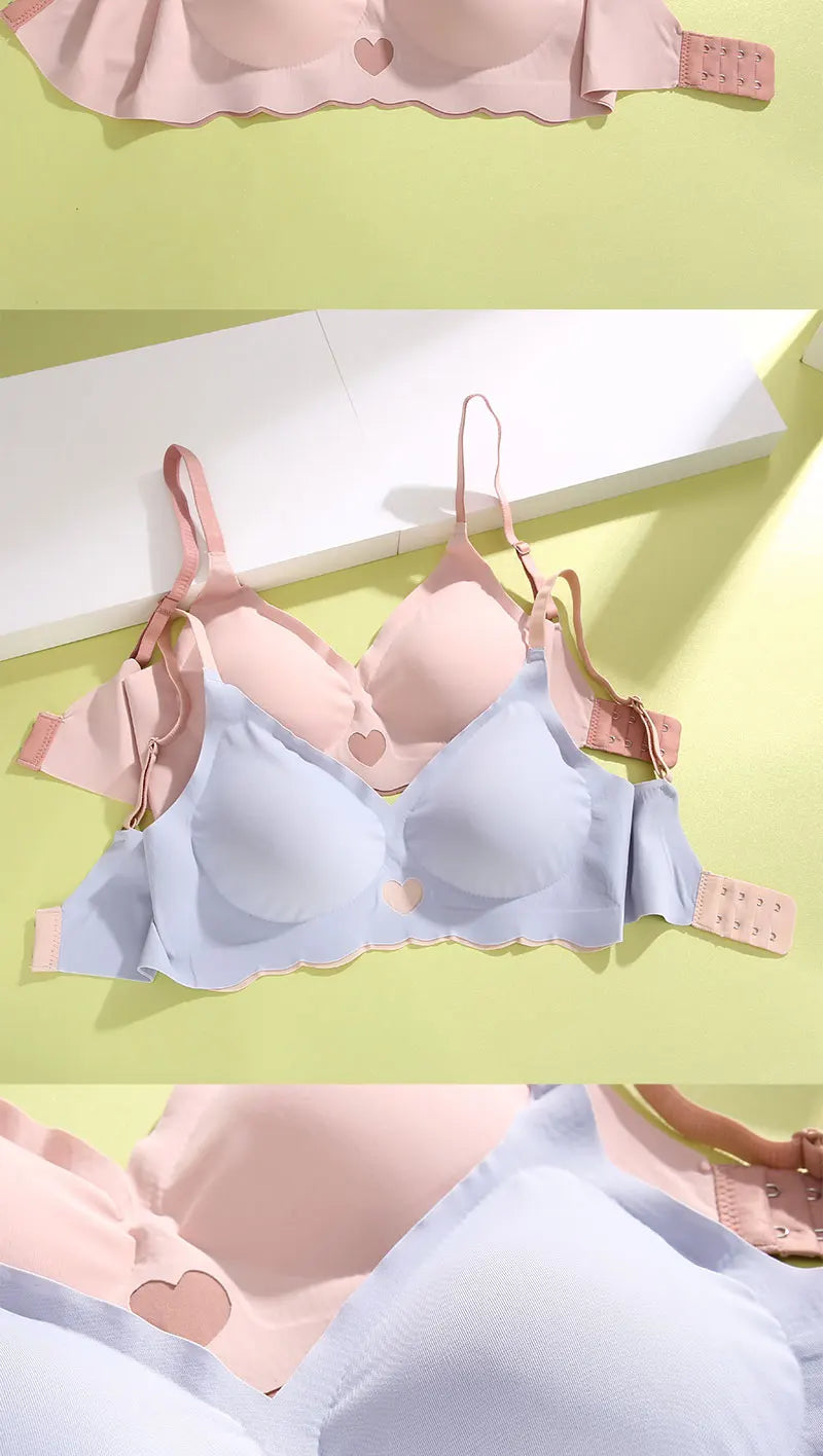 3Pcs Adjustable Beauty Back Bra Intimates Gather No Steel Ring Sports Anti-Sagging Bra French Color Contrast Seamless Underwear