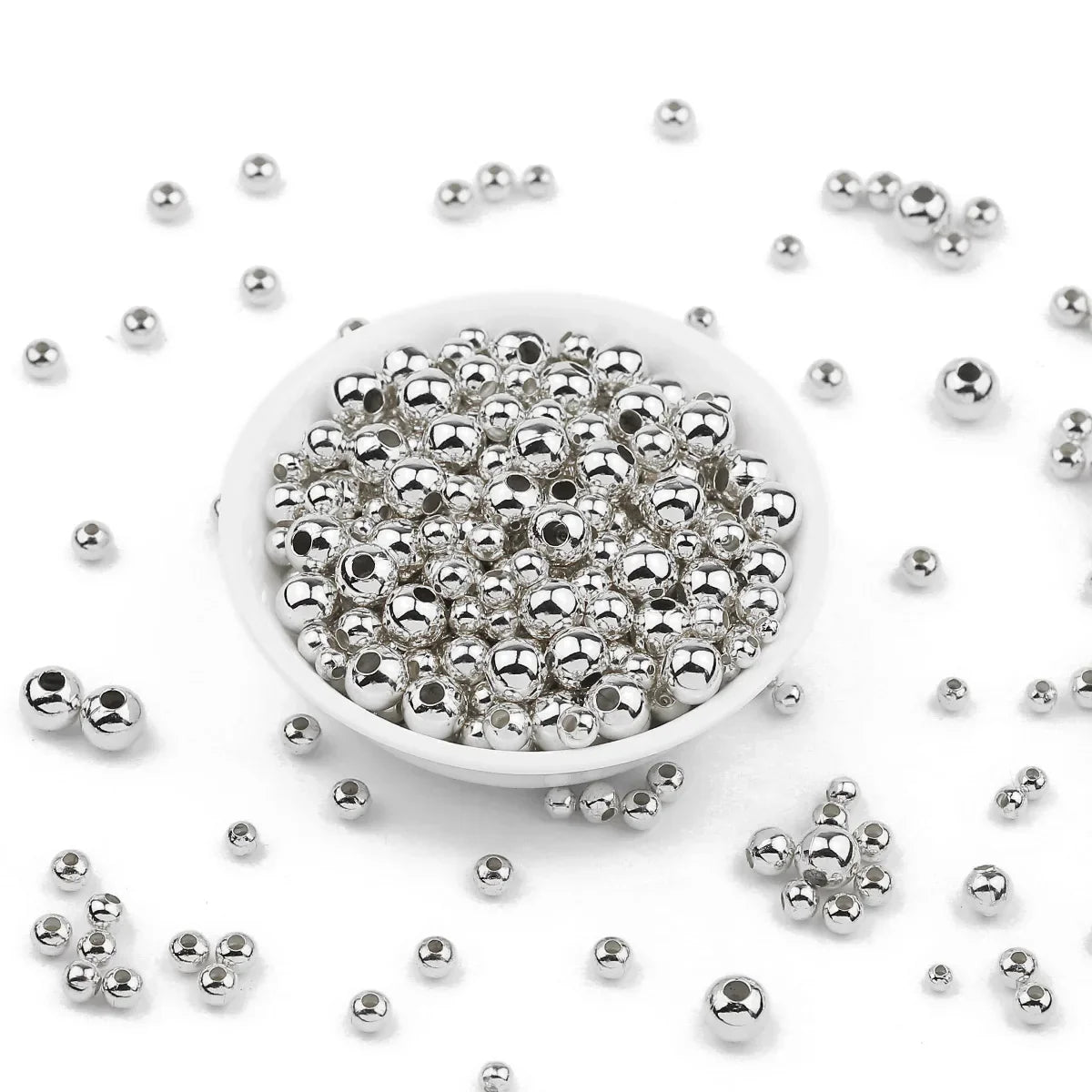 JHNBY Gold Plated Metal beads 2/3/4/5/6/8MM Round Iron Spacer Loose Beads For Jewelry Bracelets Necklace Making DIY Accessories