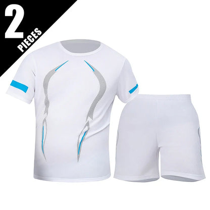 2/6 Pack Plus Size Men's Quick-drying Short-sleeved Shorts Suit Men's Leisure Sports Running Fitness T-shirt Joker Shorts Teen
