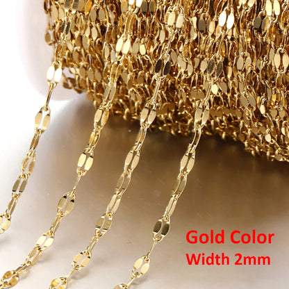 No Fade 2Meters Stainless Steel Chains for Jewelry Making DIY Necklace Bracelet Accessories Gold Chain Lips Beads Beaded Chain