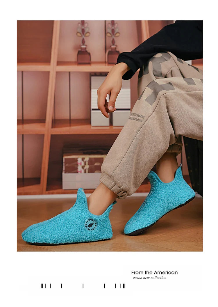 Winter Slippers Men Couples Slippers Non-slip Warm Women and Men Slipper Indoor Soft Shoes Comfortable Flat Home Cotton Shoe