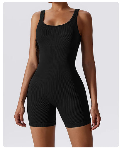 High Elastic Integrated Tight Fitting Jumpsuit Aerial Beauty Back Yoga Suit Seamless Jumpsuit for Women