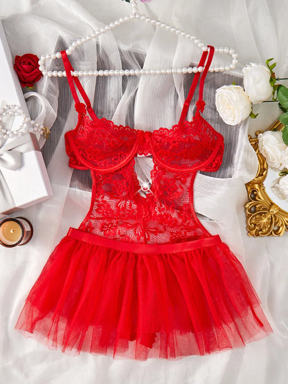 Sexy Set Open Bodysuit Underwear For Women Lace Perspective Night Skirt Sex Costumes Erotic Lingerie Corsets bra and panty set