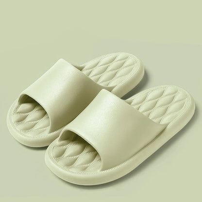 Men's Summer Slippers EVA Indoor Bathroom Thick Sole Diamond Check Massage Sensation Beach Non-slip Ladies Comfort Flat Shoes