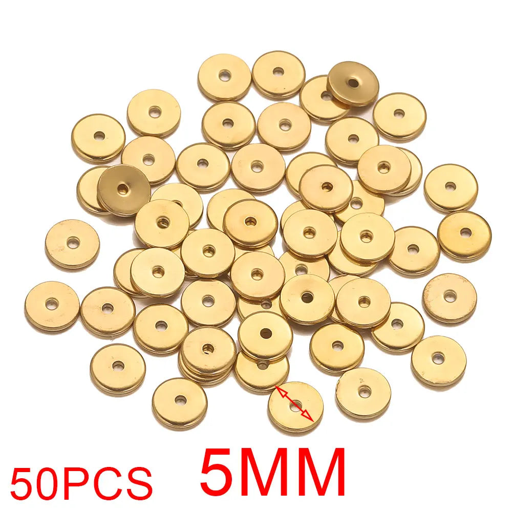 50pcs Stainless Steel Daisy Snowflake Flower Spacer Beads Gold Plated Loose Bead Cap for DIY Needlework Jewelry Making Bracelet