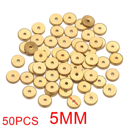 50pcs Stainless Steel Daisy Snowflake Flower Spacer Beads Gold Plated Loose Bead Cap for DIY Needlework Jewelry Making Bracelet